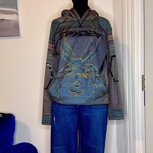 Vintage Spyder hooded optical illusion sweatshirt size Large multicolored